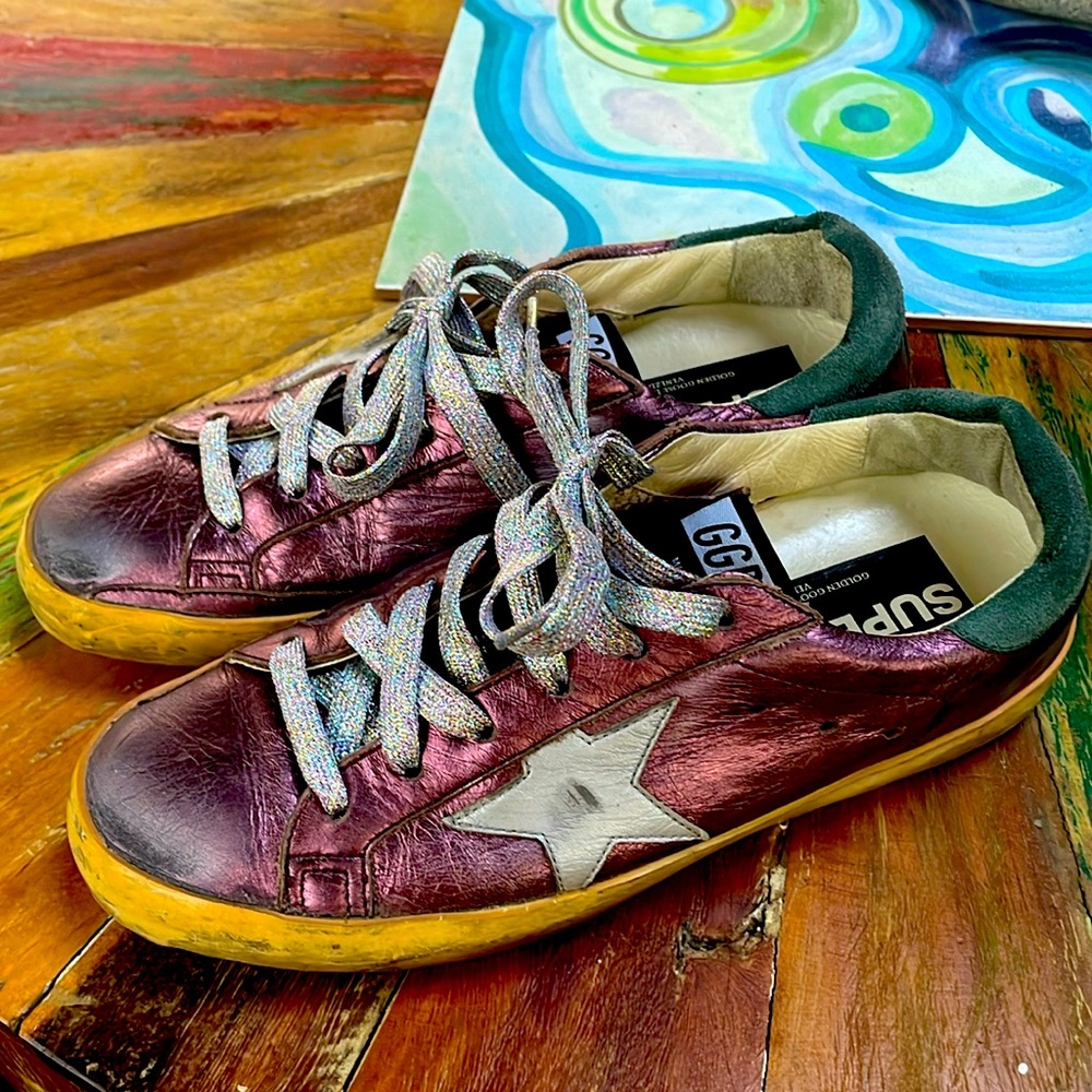 Golden Goose Pink Metallic Leather sneakers